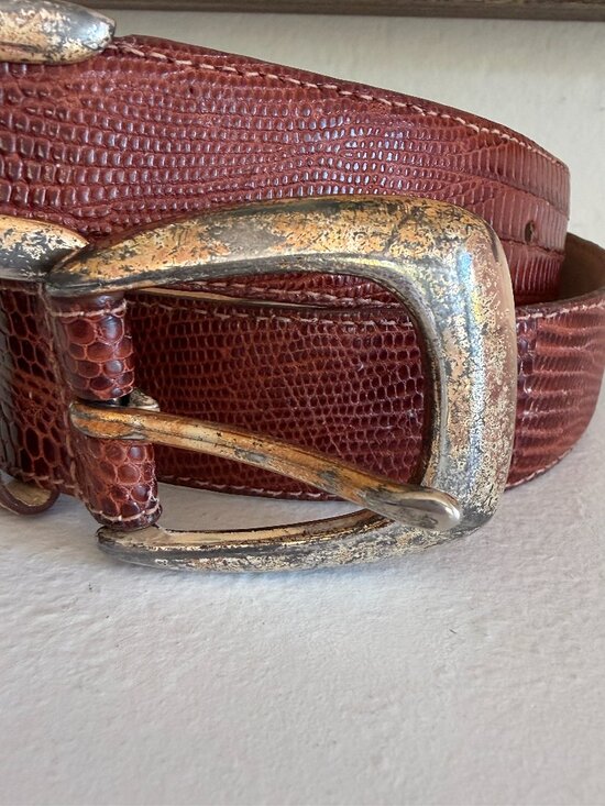 Vintage Nine West genuine leather lizzard texture adjustable caramel brown len main image 5